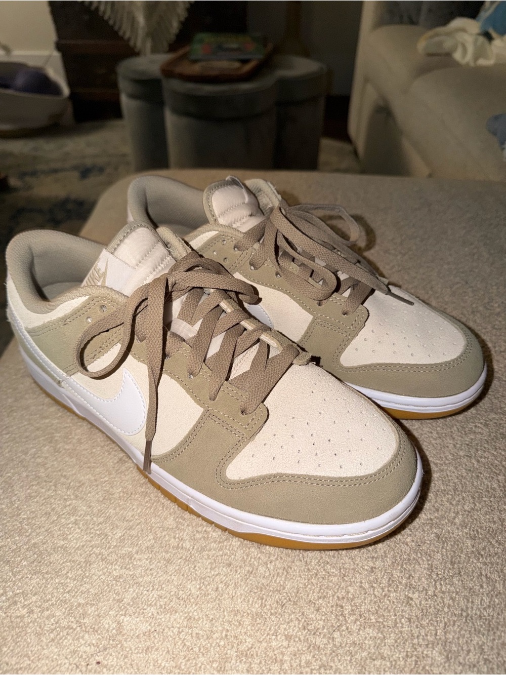 Nike Low-Top Sneakers in Beige and White with Gum Outsole